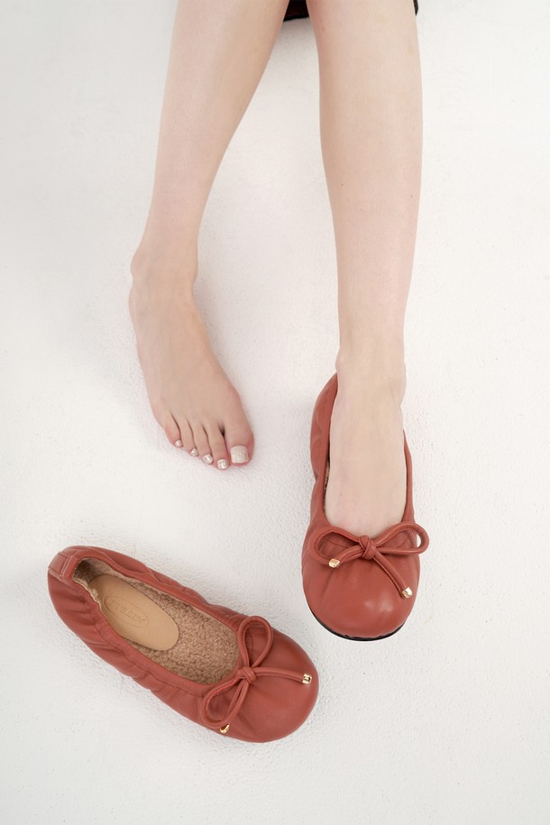 ETELIN - 플랫 - Bonnet Ribbon Fur Flat Shoes 보네뜨 리본플랫