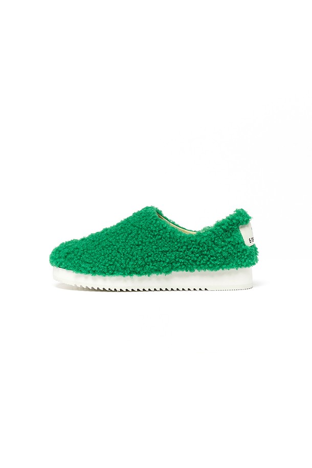 ETELIN - 로퍼 - Holiday Fur Patform Loafers 홀리데이 퍼 플랫폼 슬립온 스니커즈 - Chunky Green