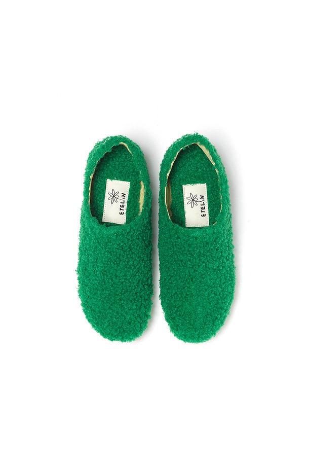 ETELIN - 로퍼 - Holiday Fur Patform Loafers 홀리데이 퍼 플랫폼 슬립온 스니커즈 - Chunky Green