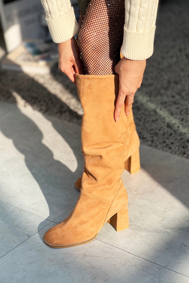 ETELIN - 부츠/워커 - Suede Pop Long Boots 스웨이드 팝 롱부츠 7cm