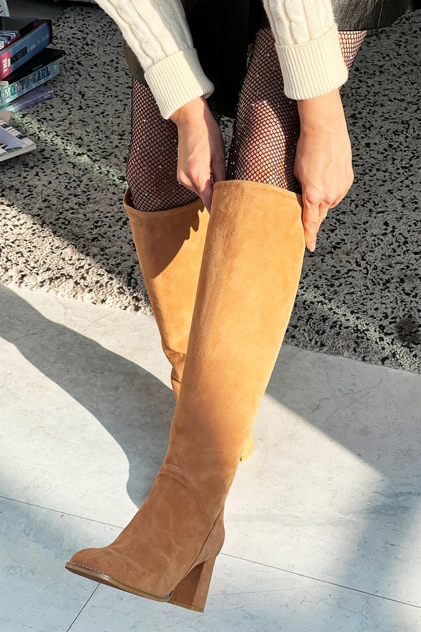 ETELIN - 부츠/워커 - Suede Pop Long Boots 스웨이드 팝 롱부츠 7cm