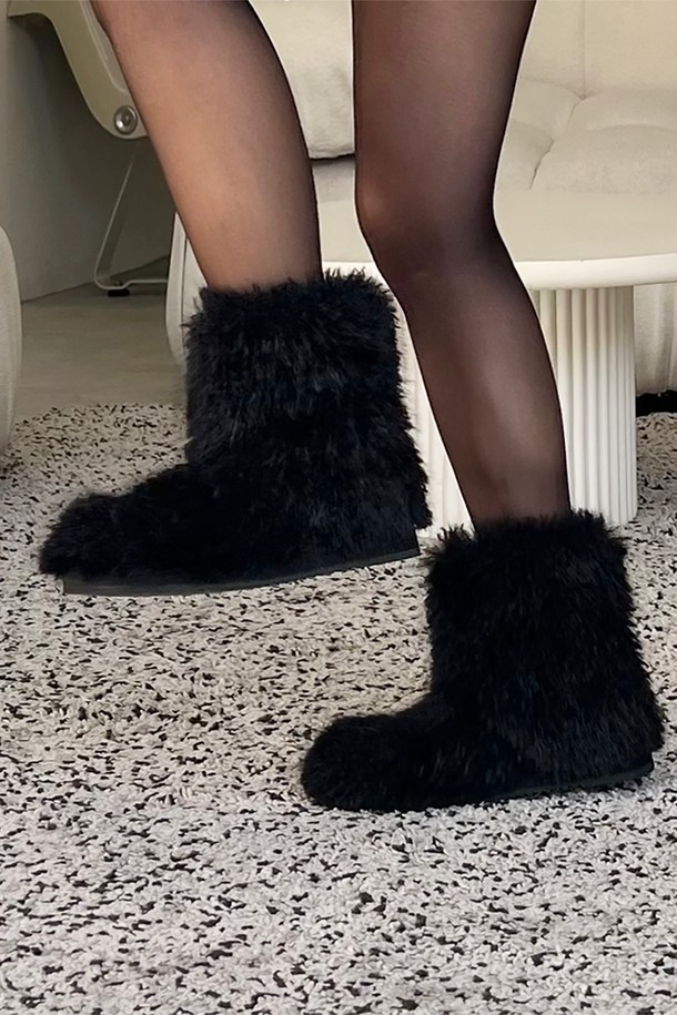 ETELIN - 부츠/워커 - Teddy Fur Ankle Boots 테디 퍼 앵클 숏부츠