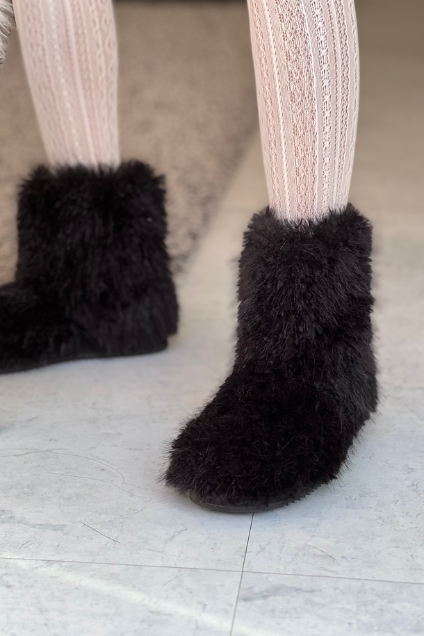 ETELIN - 부츠/워커 - Teddy Fur Ankle Boots 테디 퍼 앵클 숏부츠