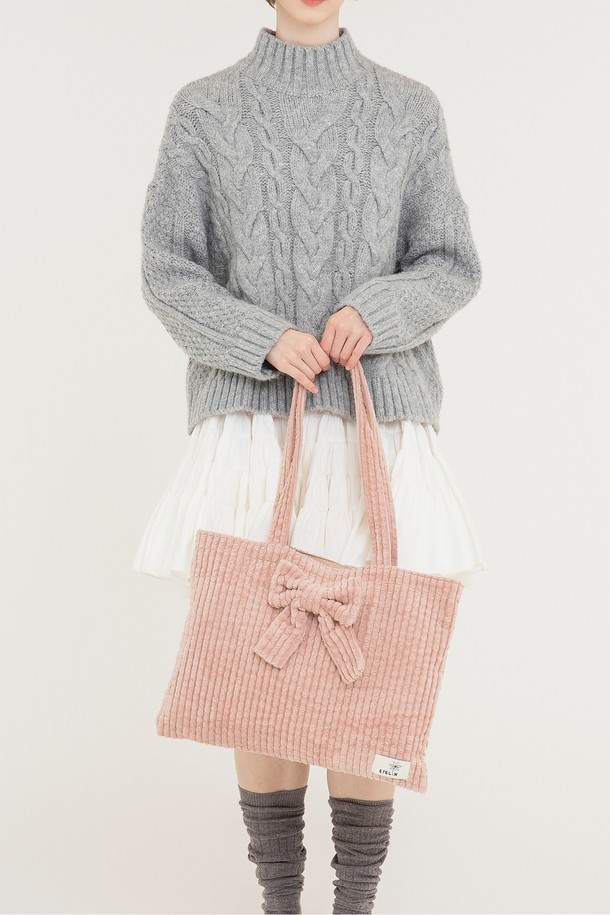 ETELIN - 숄더백 - Lapin Corduroy Ribbon Bag 라팡 코듀로이 리본 에코백