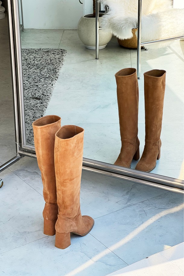 ETELIN - 부츠/워커 - Suede Pop Long Boots 스웨이드 팝 롱부츠 7cm