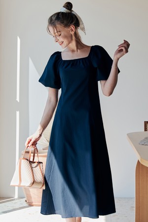 컵 케이크 롱 원피스 / 네이비
