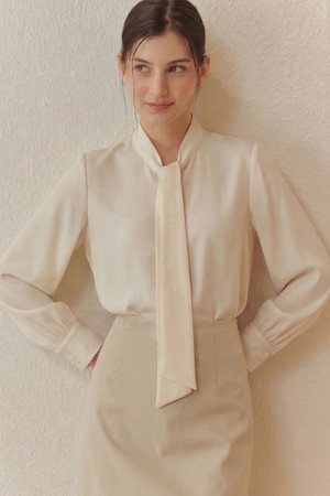 [2컬러] 타이 블라우스