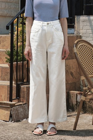 아몬드 와이드 데님 팬츠 / 화이트