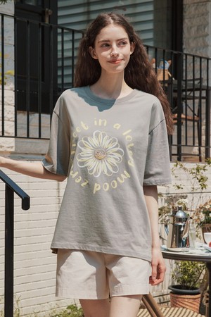 플라워 도넛 반팔 티셔츠 / 라이트 그레이