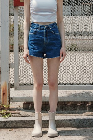 컷팅 데님 반바지 / 인디고