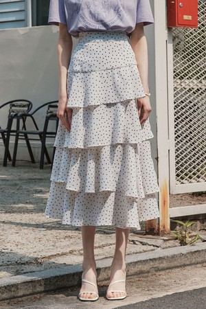 [2컬러] 도트 캉캉 플레어 스커트