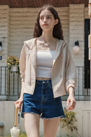 썸머 후드 집업 / 베이지