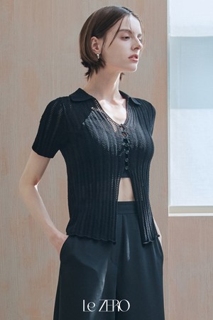 르제로 아이스 펀칭 카라 가디건 / 블랙