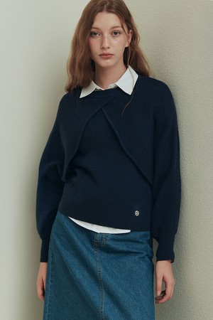 볼레로 펜던트 니트 세트 / 네이비