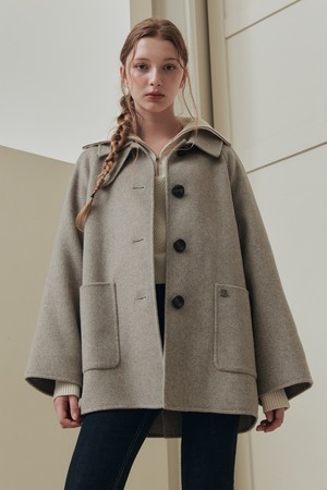 핸드메이드 에이라인 울 하프 코트 / 오트밀