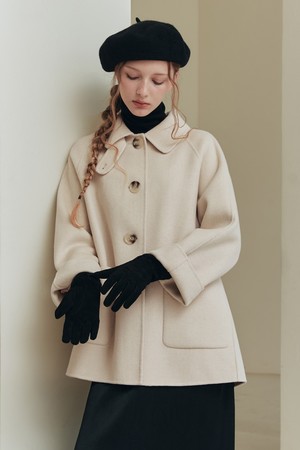 핸드메이드 에이라인 울 하프 코트 / 크림