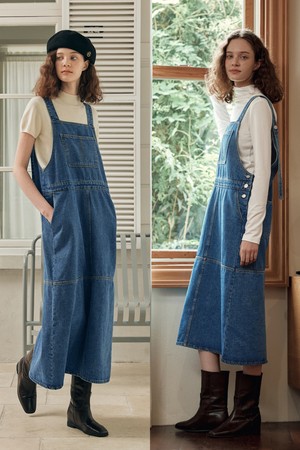 [2TYPE] 오버롤 데님 원피스 / 블루