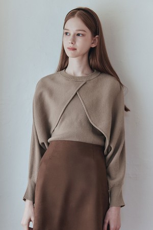 볼레로 펜던트 니트 세트 / 베이지