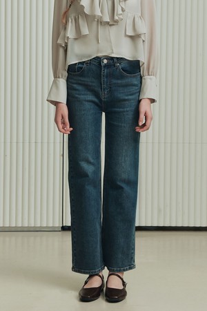 스트레이트 워싱 데님 팬츠 / 인디고