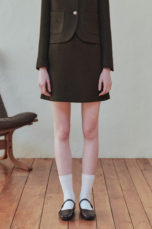 테디 트위드 스커트 / 브라운