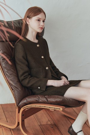 테디 트위드 자켓 / 브라운