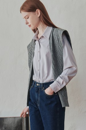 [2컬러] 울 트위스트 니트 숄