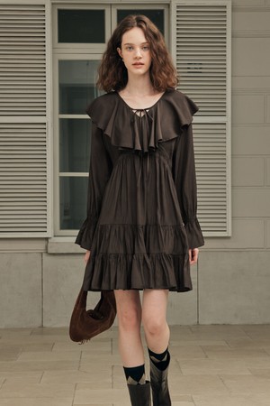 세피아 프릴 원피스 / 브라운