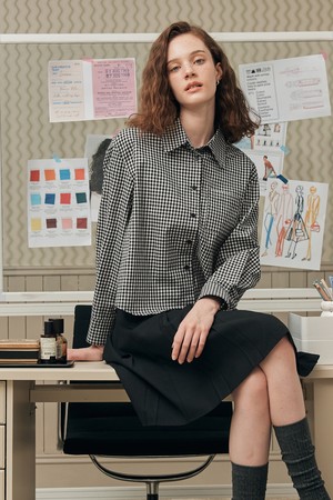 깅엄 체크 셔츠 / 블랙