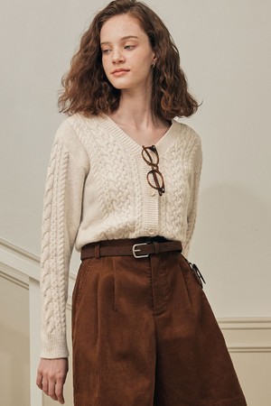브이넥 트위스트 가디건 / 오트밀