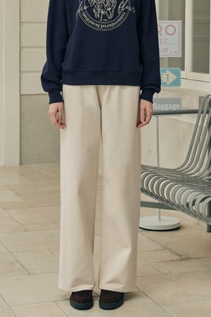 코튼 와이드 데님 팬츠 / 크림