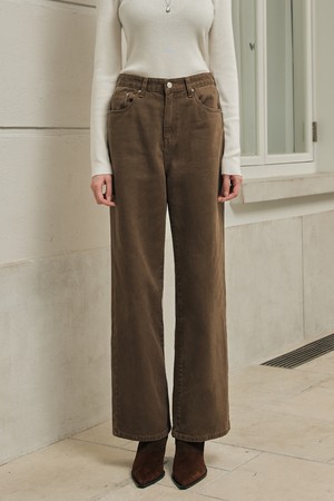 세미 와이드 데님 팬츠 / 브라운