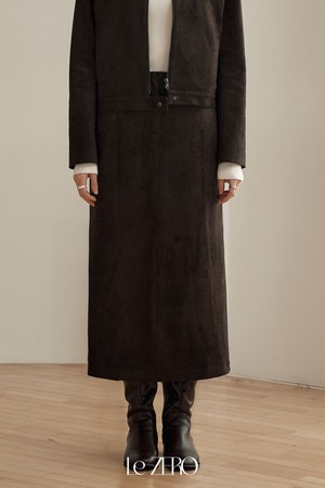 르제로 스웨이드 롱 스커트 / 다크 브라운