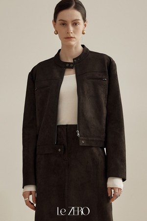 르제로 스웨이드 집업 자켓 / 다크 브라운