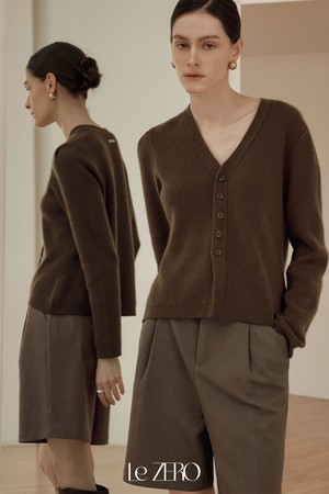 르제로 라인 포인트 울 가디건 / 브라운