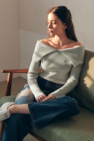 케이프 오프숄더 스웨터 / 라이트 그레이