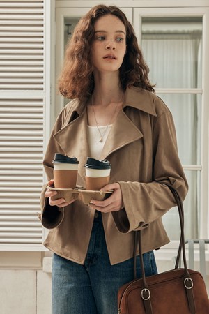 스웨이드 더블 자켓 / 베이지