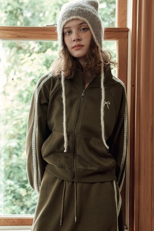 레이스 리본 집업 / 브라운