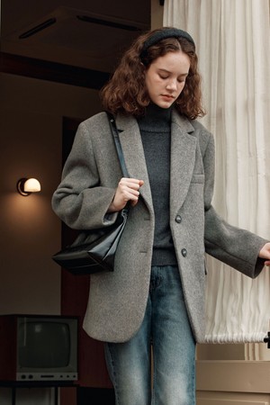 울 블레이저 코트 / 그레이
