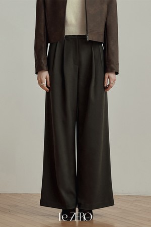 [2컬러] 르제로 더블 핀턱 와이드 슬랙스