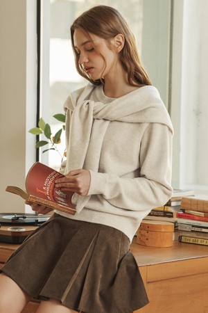 [5컬러] 캐시미어 울 스웨터 & 숄 세트