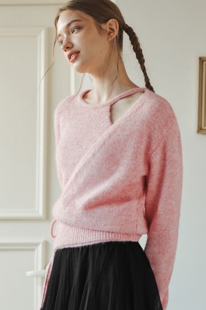 [2컬러] 울 블렌딩 랩 스웨터