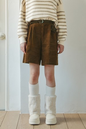 코듀로이 벨트 숏팬츠 / 브라운