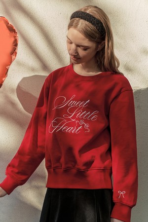 리본 레터링 맨투맨 / 레드