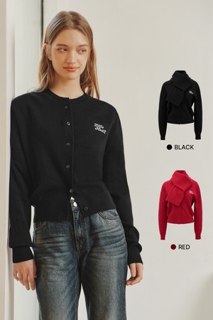 [2컬러] 리틀 하트 캐시미어 가디건 & 머플러 세트