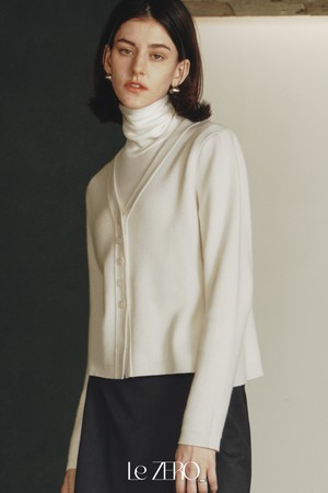 르제로 라인 포인트 울 가디건 / 아이보리