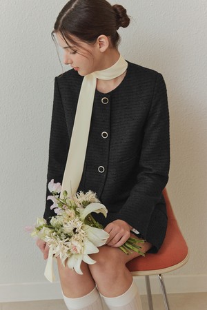 크리미 트위드 자켓 / 블랙