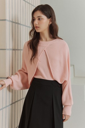 [2컬러] 볼레로 펜던트 니트 세트