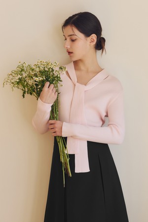 [2컬러] 리본 타이 니트