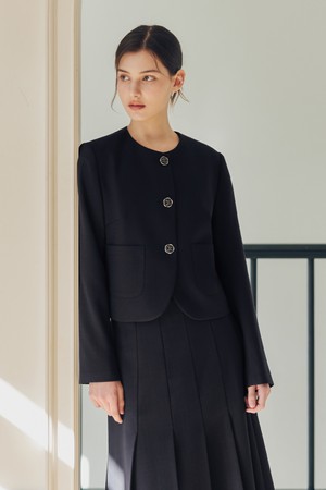 체르니 라운드 넥 자켓 / 네이비