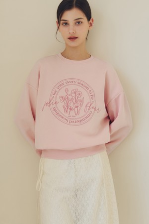 플라워 레터링 맨투맨 / 핑크